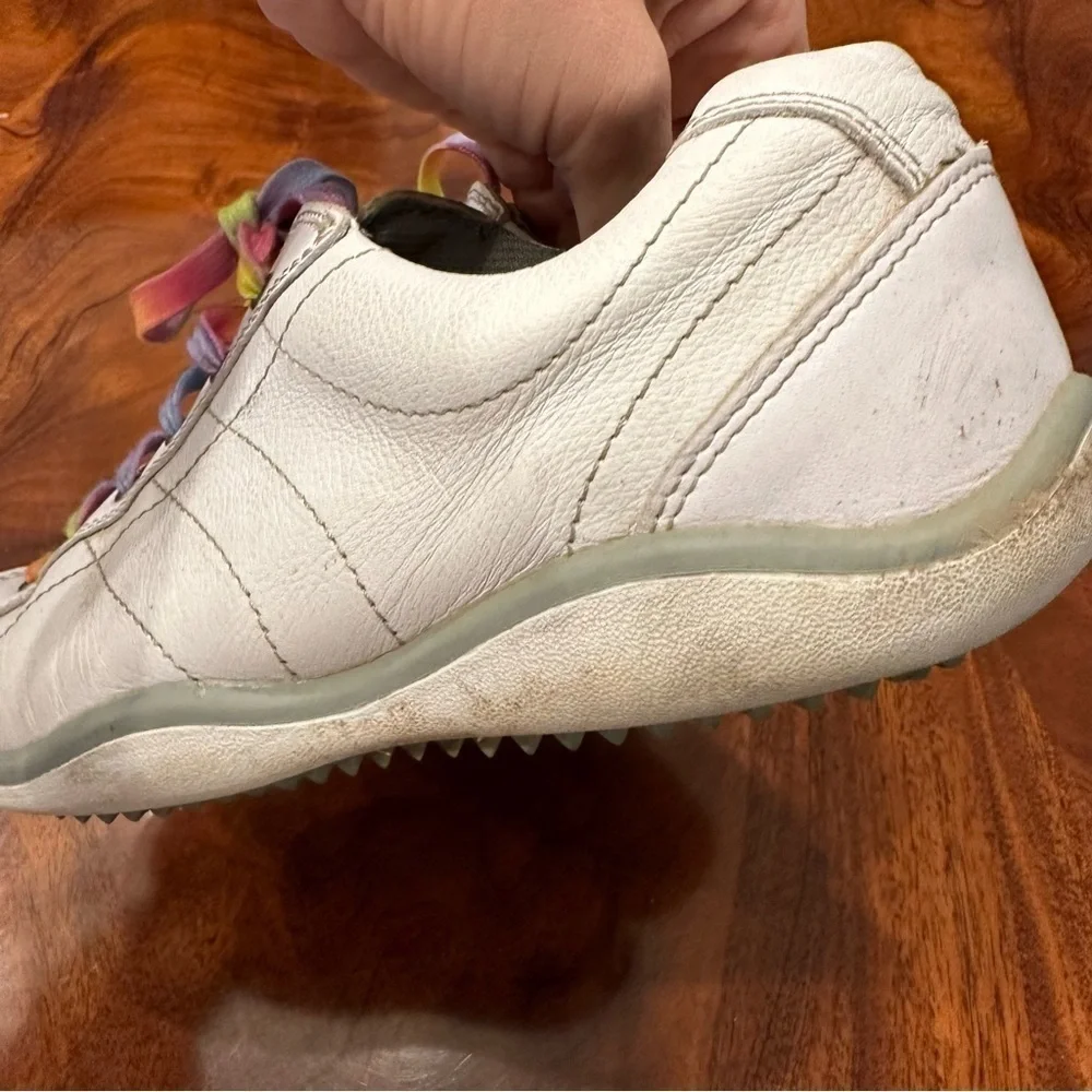FootJoy LoPro Casual White Golf Shoes with Rainbow Laces size 7
